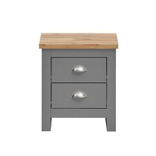Light Grey Bedside Table Cabinet Oak  Bedroom Furniture Nightstand 2 Drawers