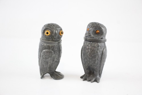 Pewter owl vintage salt - pewter, &