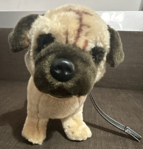 Beige black plush pug - &,