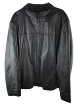 M&S BLUE HARBOUR Black Leather Jacket size L Mens Full Zip Casual Outdoors