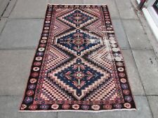 Shabby Chic Worn Vintage Hand Made Traditional Pink Blue Wool Rug 170x108cm