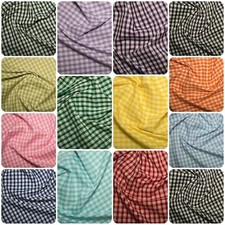 Polycotton 1/4" Gingham Checked Uniform Check Print Craft Dress Fabric Material
