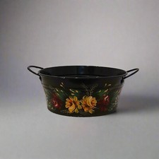 Canal ware / Bargeware - 2 Handled Painted Bowl with Inside Castle Scene