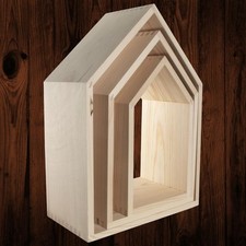Set of 3 Pine Wooden House