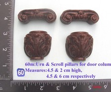 60M "Pair Urn & Scroll Pillar capitals" clock case / furniture DIY