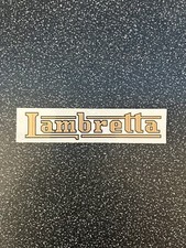 Lambretta - 2x vinyl self adhesive sticker 110x25mm (Gold, Red & Black on clear)
