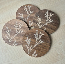 4 Wooden Coasters Botanical