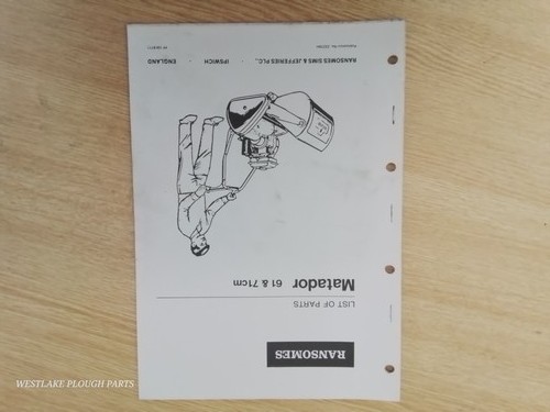 Ransomes parts list - list, matador