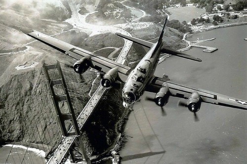 B17 fortress flying over the - b17,