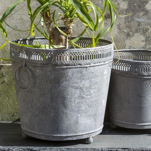Tall ornate zinc - planter, with