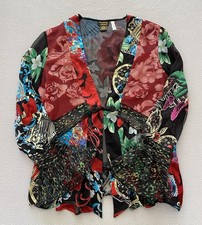 DREAMKEEPER COLLECTION JACKET SZ S/M WOMENS SILK BLEND RED FLORAL SEE DETAILS
