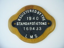 LMS 1940 Standard 14 Tons Wagon Plate on Wooden Wall Display Mount