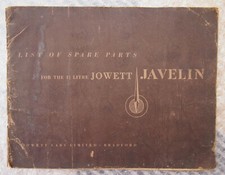 Jowett Javelin List of Spare Parts 1950