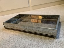 MIRRORED Trinket Tray Silver tones Vintage Style  Pre owned