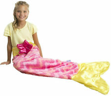 Kids Girls Mermaid Fish Tail Soft Sleeping Bag Cocoon Sofa Beach Quilt Blanket