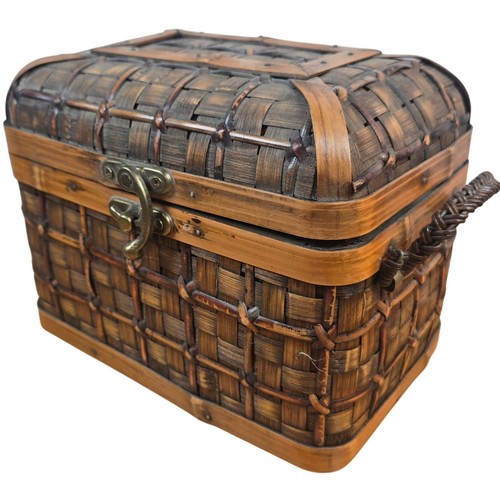 Wooden wicker chest trunk - wooden,