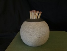 Vintage Match holder. Stone and brass.