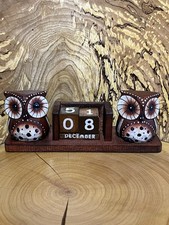 Brown Long Double Owl Wooden