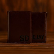 Custom Engraved Leather Passport Cover and Travel Wallet / Personalised Name