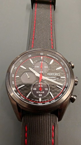 Seiko carbon solar watch 40mm - carbon,