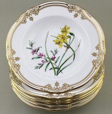 SPODE CHINA ENGLAND STAFFORD FLOWERS RIMMED SOUP PLATES BOWLS X 6 EXCELLENT!