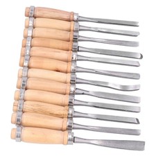 8in 12Pcs Wood Turning Chisels Wood Grooves Parting Tools Set Woodworking !