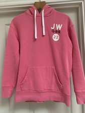 Jack Wills Ladies Graphic Hoodie Size UK 8 In Pink.  VGC