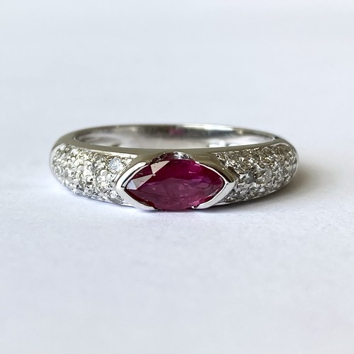 Ruby diamond ring - ruby, 18ct