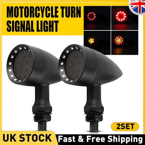 Black motorcycle bullet - 4x, led