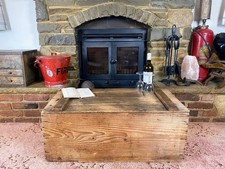 Old Antique Pine Chest, Vintage Wooden Storage Trunk, Blanket Box, Coffee Table.