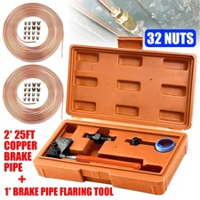 2x 25ft Copper Brake Pipe Hose Line Roll 3/16'' SAE Brake Pipe Flaring Tool Kit