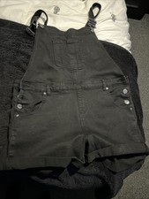 Ladies Dungarees Black Shorts 12/14