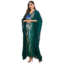 2PCS Muslim Sequin Abaya Dress