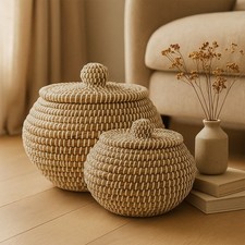 2x NATURAL SEAGRASS WICKER
