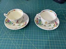 Two-Piece Set Vintage Crown Staffordshire Hollyhocks Cup And Saucer