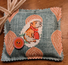 Handmade ~  Cath Kidston Guinea Pig in scarf linen lavender pillow ~ GIFT
