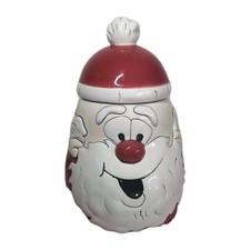Santa Vintage Cookie Jar Christmas Cookie Holder Decoration Ceramic Lidded CB28