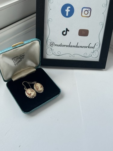 Vintage shell cameo drop - cameo,