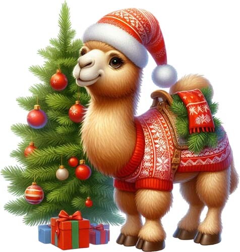Colour christmas camel tree - colour,