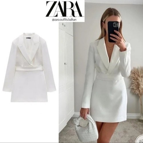 Zara white blazer dress size - white,