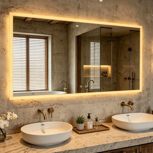 Large led bathroom mirror - bathroom,