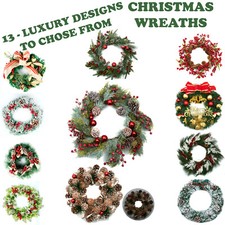60CM ARTIFICIAL CHRISTMAS WREATH PINE GREEN DECORATIVE HANGING XMAS DOOR WREATH