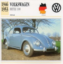 1946-1953 VOLKSWAGEN VW BEETLE 1100 Classic Car Photograph/Information Maxi Card