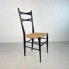 MIDCENTURY 1960/70s BLACK EBONISED WOOD & CORD CHAIR BY GIO PONTI  #4038
