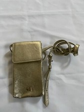 🆕 Radley London Leather Adjustable Phone Case Crossbody Purse Wallet - Gold