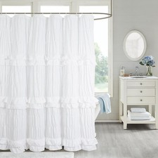 White Ruffle Shower Curtain