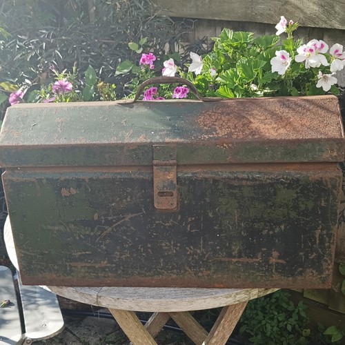 Vintage metal tool box - tool,