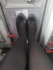 Ladies Black Leather Heeled