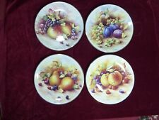 4 Vintage Fenton China Harvest Fruit Design Cabinet 9 3/4"  Plates