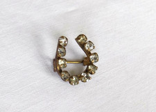 Beautiful Small Vintage Edwardian Lucky Horseshoe Brooch with Sparkling Stones